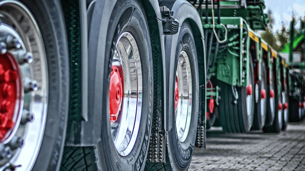 Trucks on road.